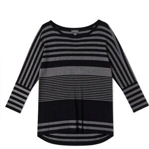 Market & Spruce Black and Gray Striped Crewneck Sweater